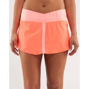 Lululemon Run Pace Skirt Pop Orange Pink Bleached Coral Ocean Stripe Sz 8
